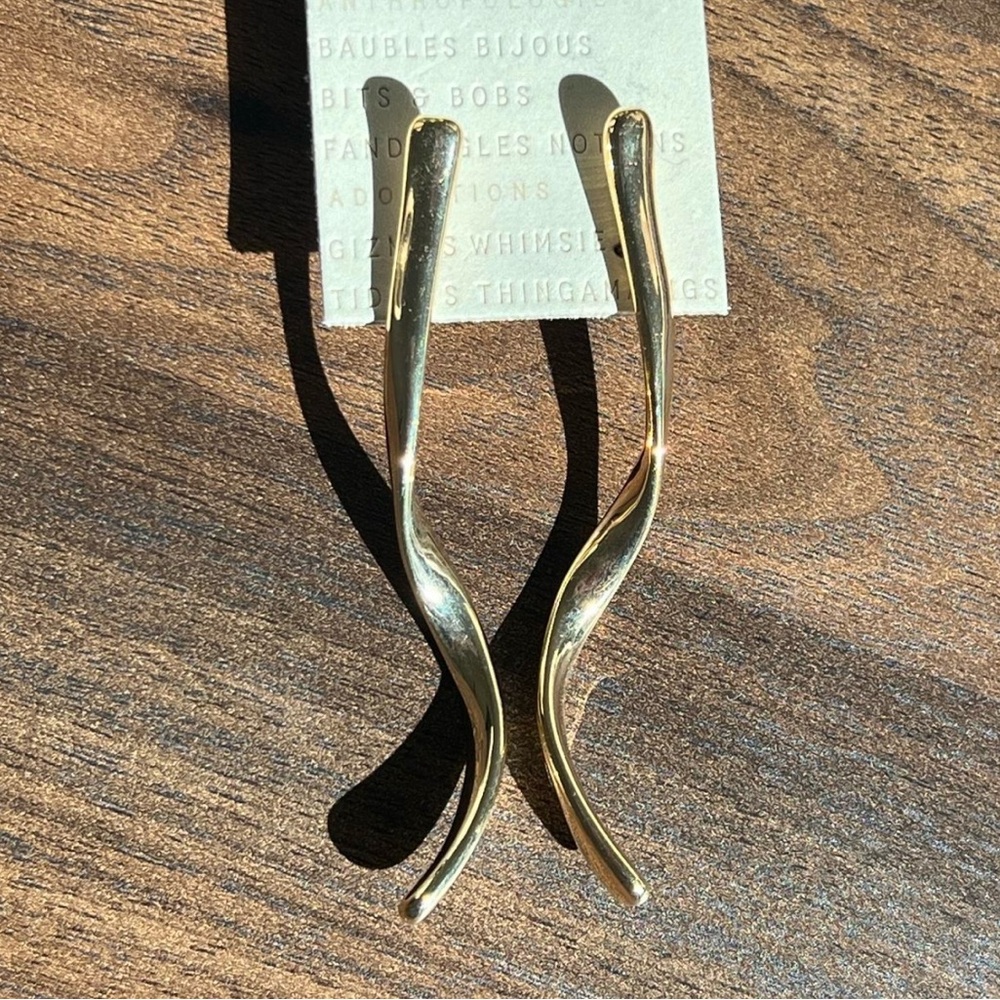 New Anthropologie Gold Twist Earrings